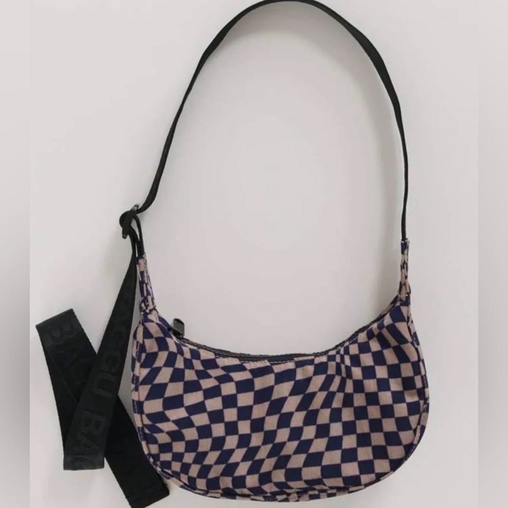 Rare Indigo Trippy Checker Mini Crescent Bag